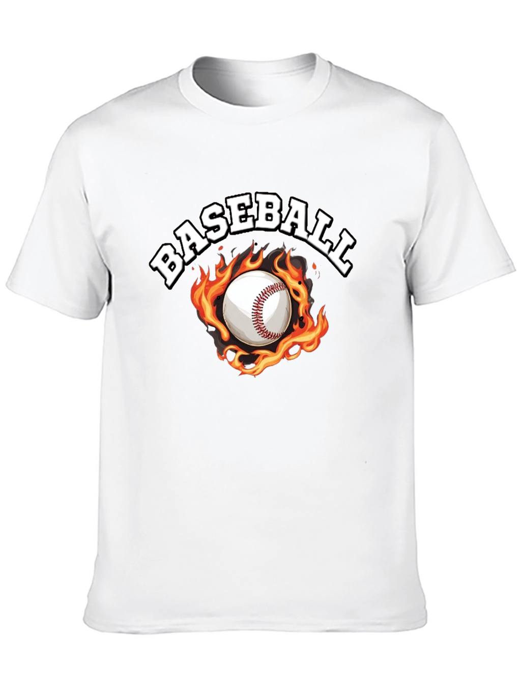 Baseball Flame Graphic Black T-Shirt