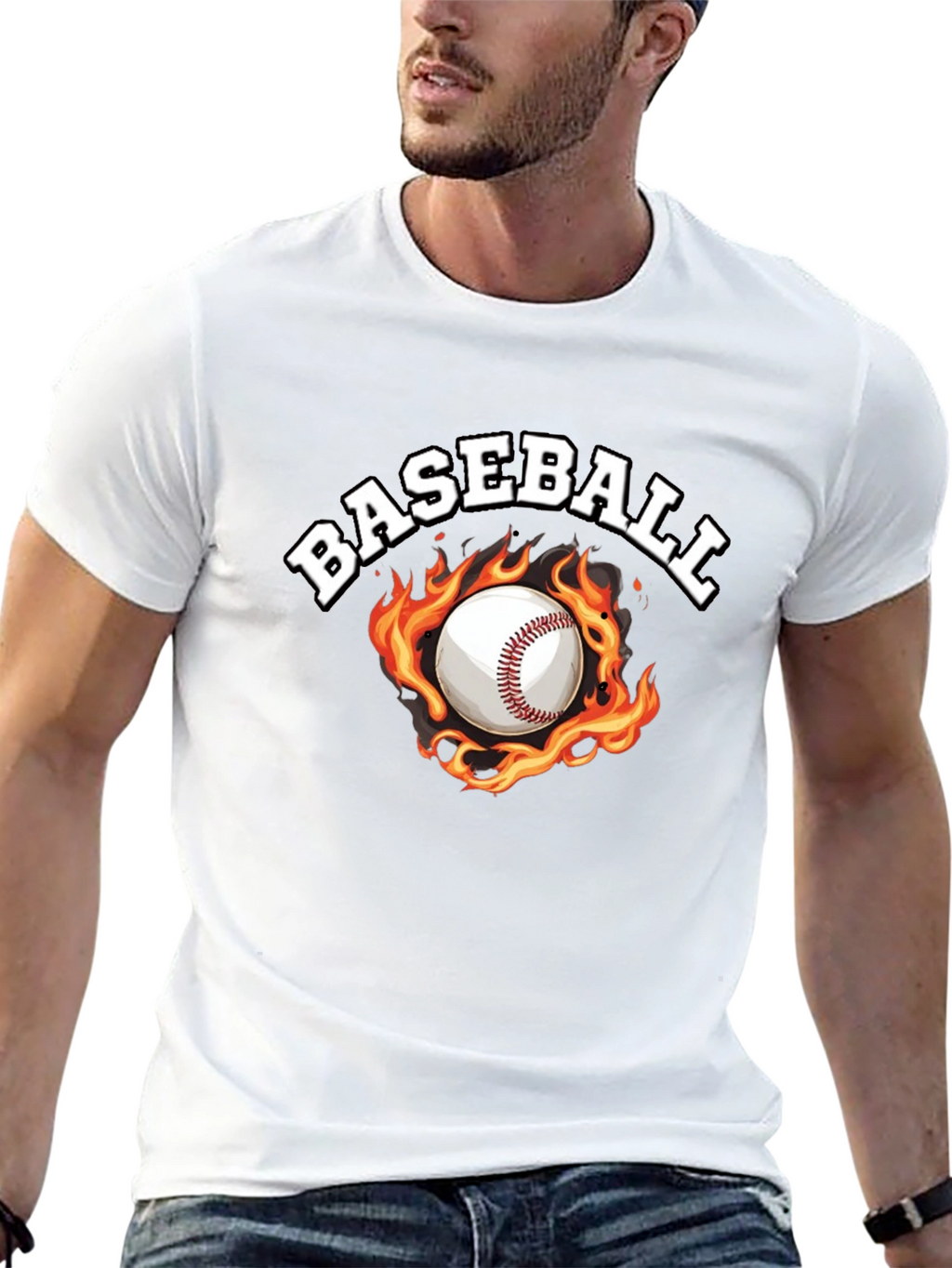 Baseball Flame Graphic Black T-Shirt