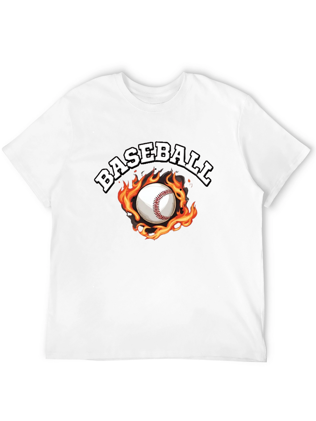 Baseball Flame Graphic Black T-Shirt