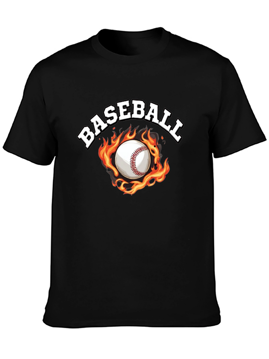 Baseball Flame Graphic Black T-Shirt