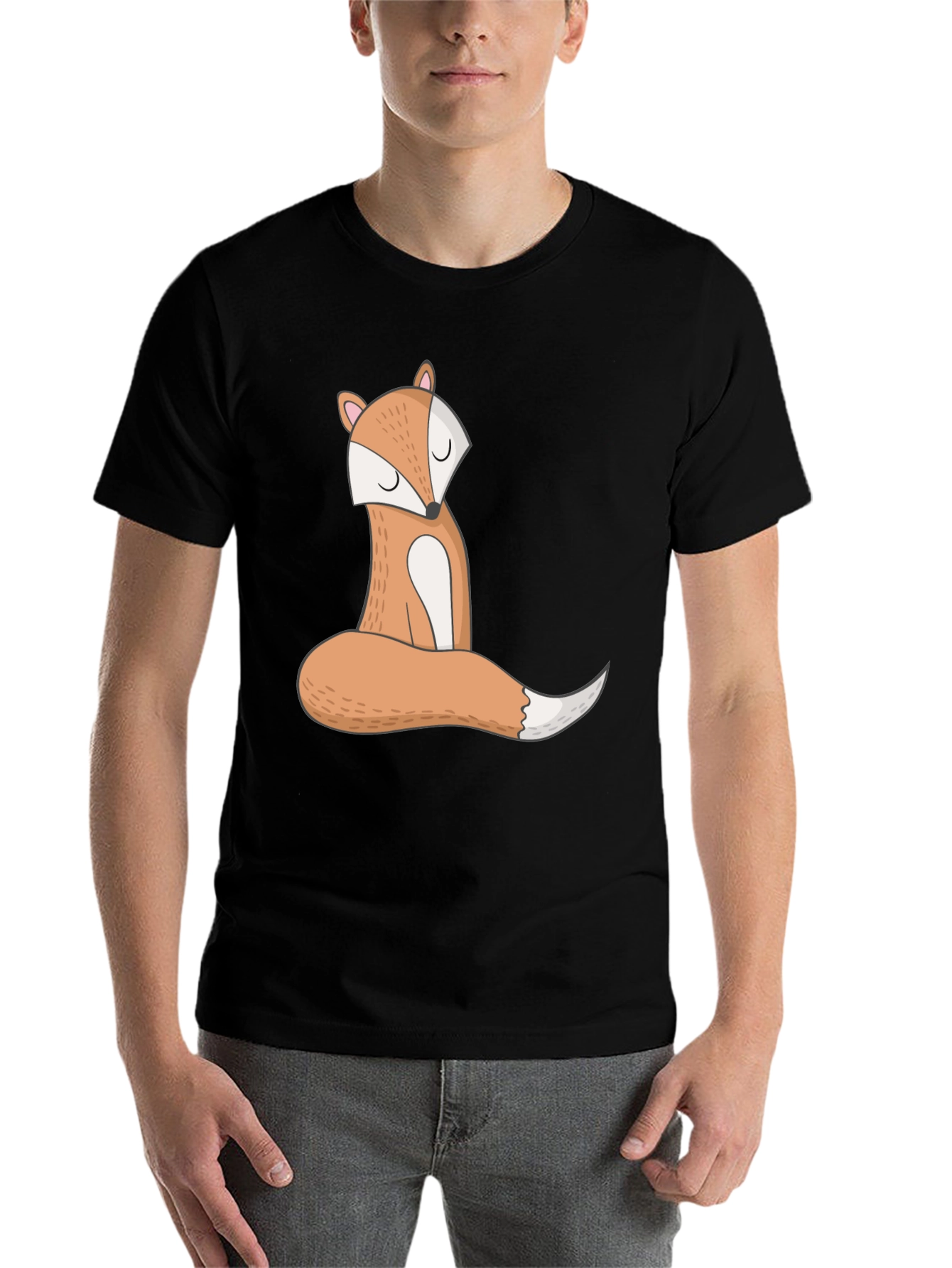 Cute Fox Graphic Tee - Unisex Black T-Shirt