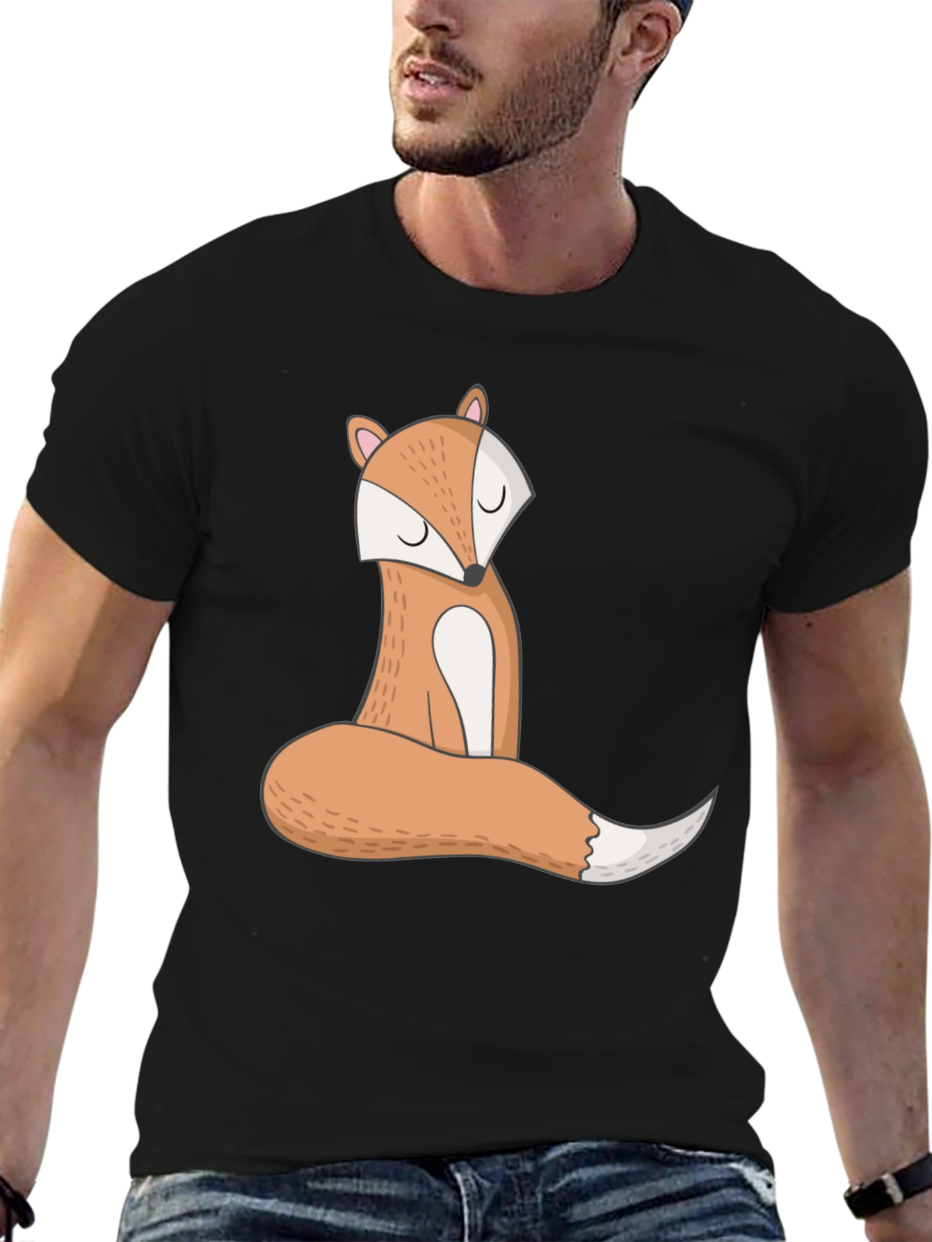 Cute Fox Graphic Tee - Unisex Black T-Shirt