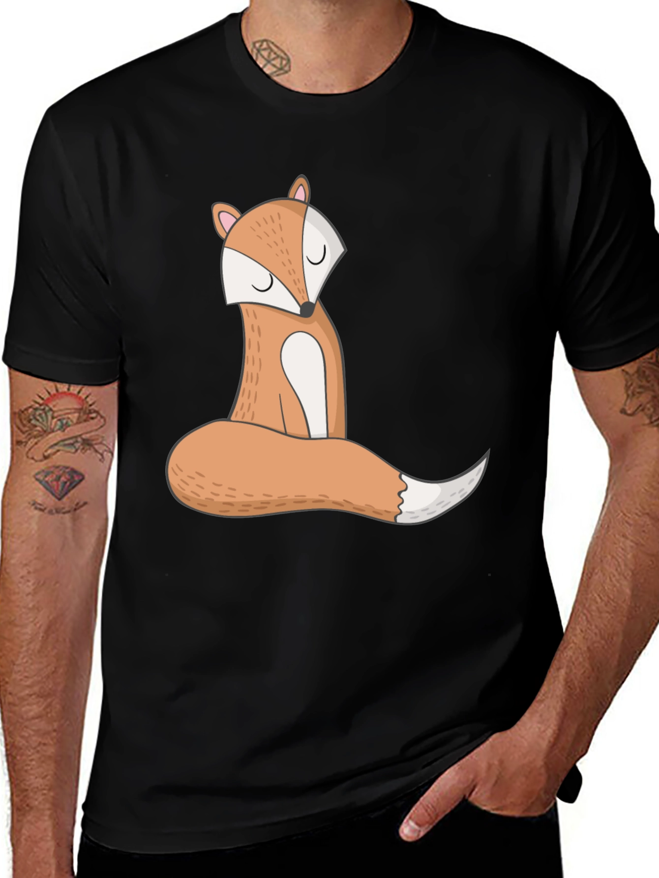 Cute Fox Graphic Tee - Unisex Black T-Shirt