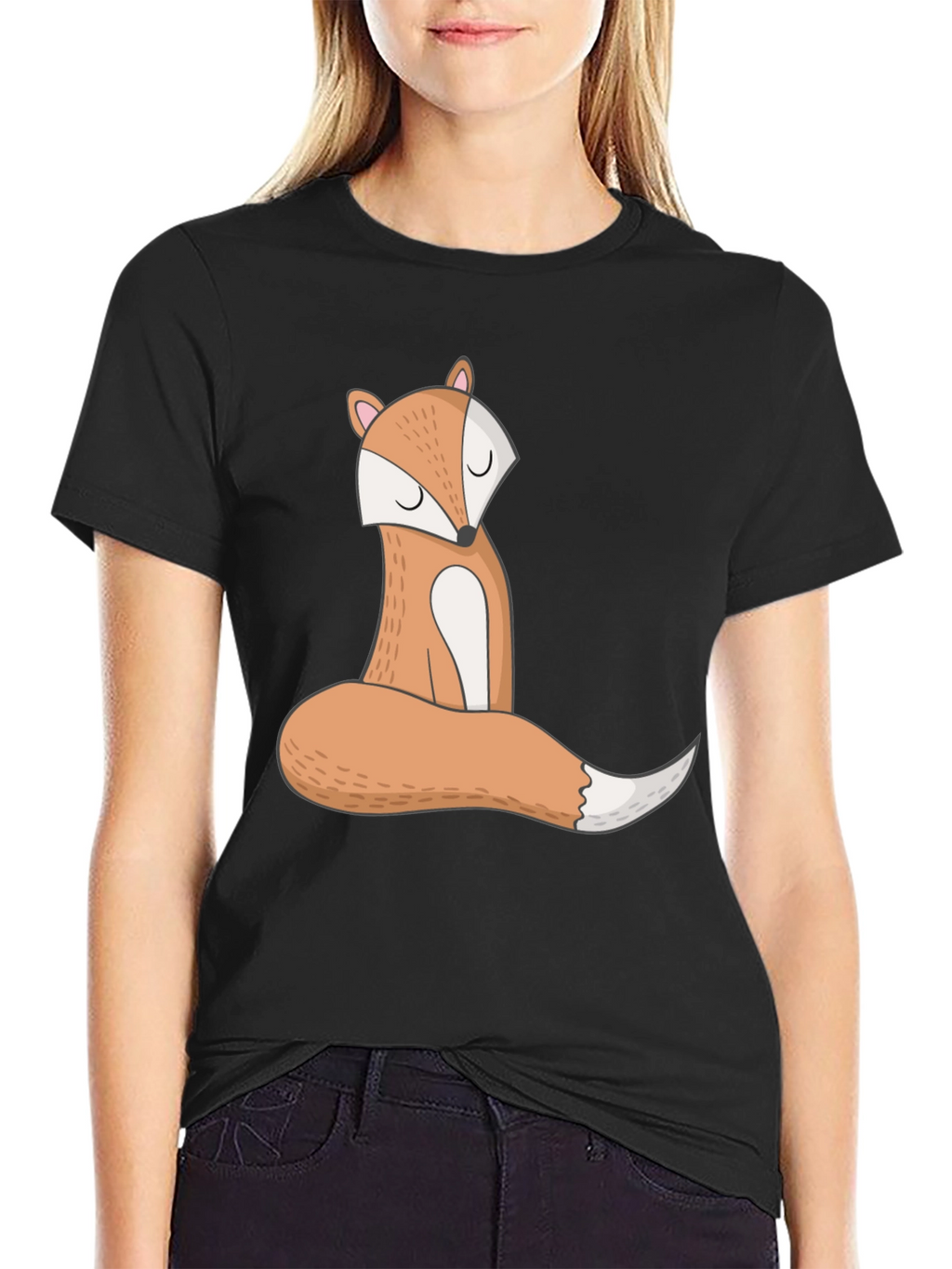 Cute Fox Graphic Tee - Unisex Black T-Shirt