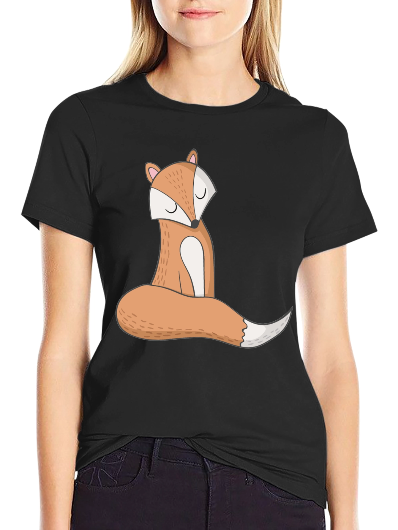 Cute Fox Graphic Tee - Unisex Black T-Shirt
