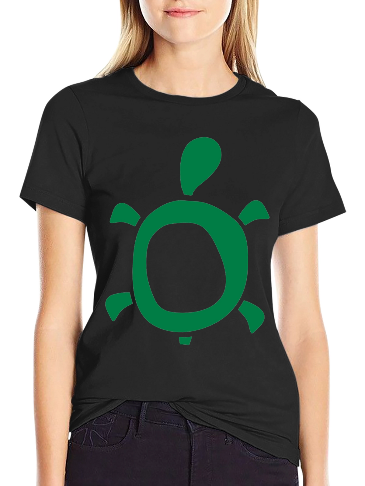 Green Turtle Graphic Black T-Shirt