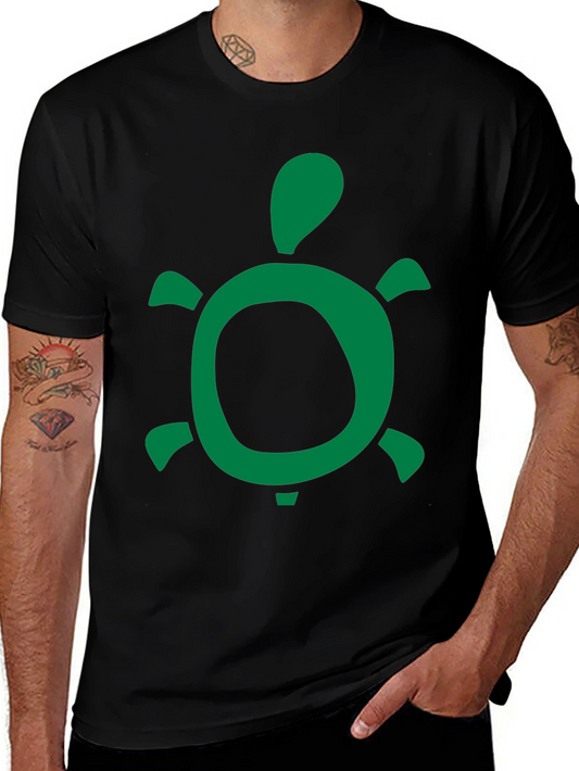 Green Turtle Graphic Black T-Shirt