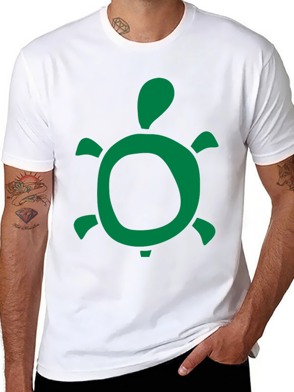 Green Turtle Graphic Black T-Shirt