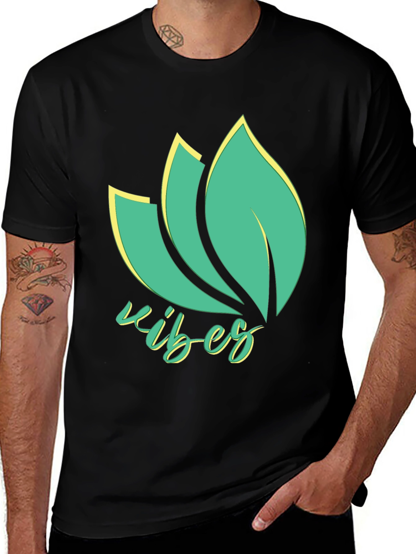 Vibes Graphic Tee - Stylish & Comfortable Mens Black T-Shirt