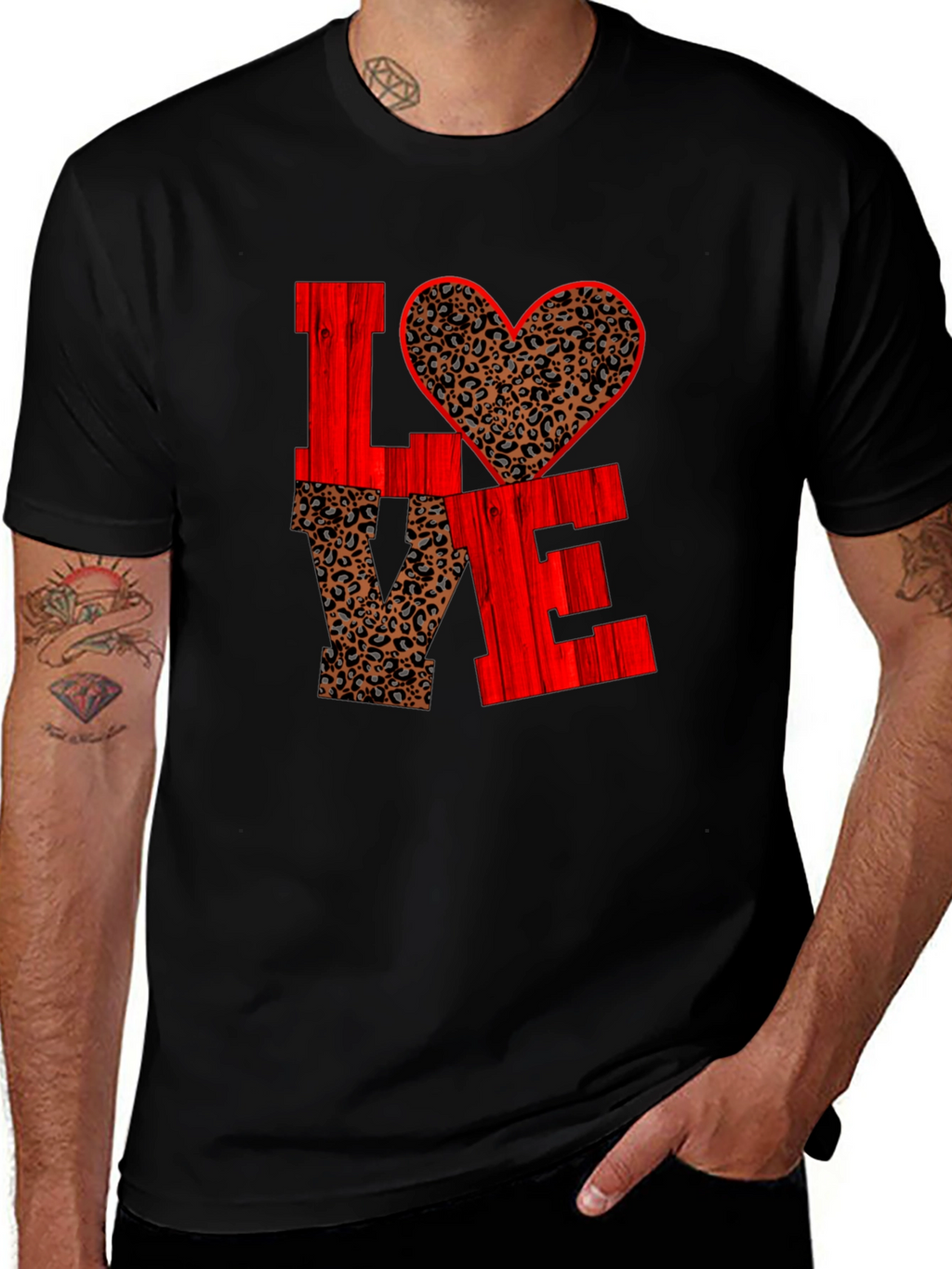 LOVE Leopard Print Heart Graphic Tee