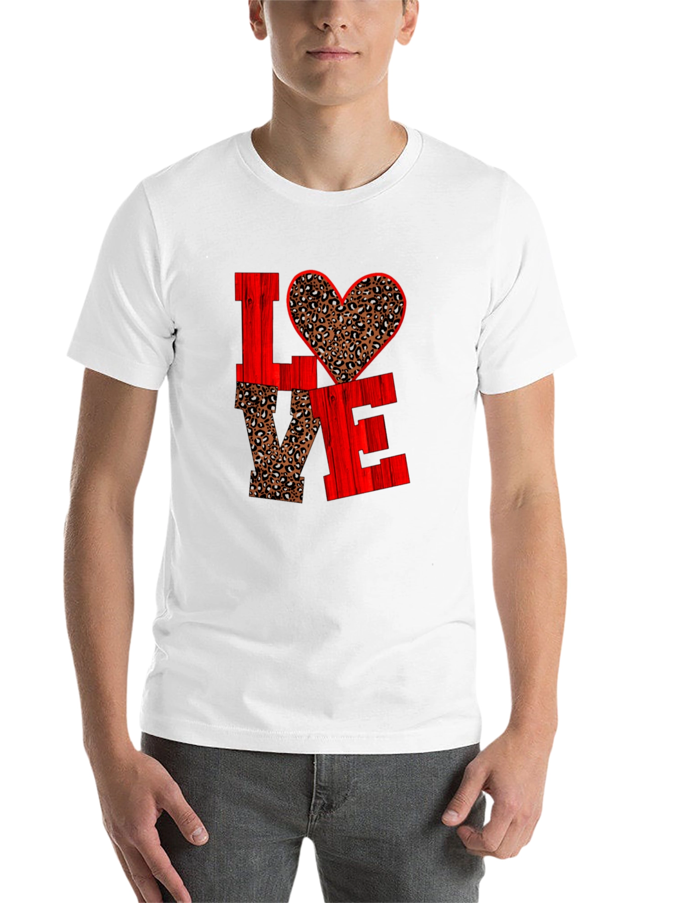 LOVE Leopard Print Heart Graphic Tee