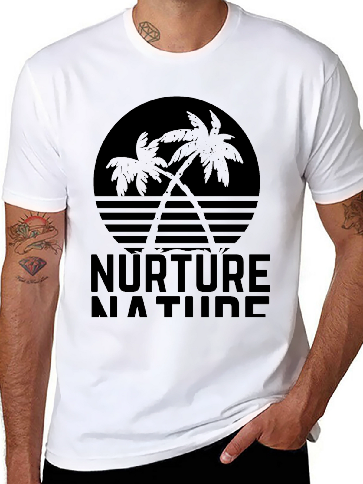 Nurture Nature Palm Tree Graphic Tee - Black