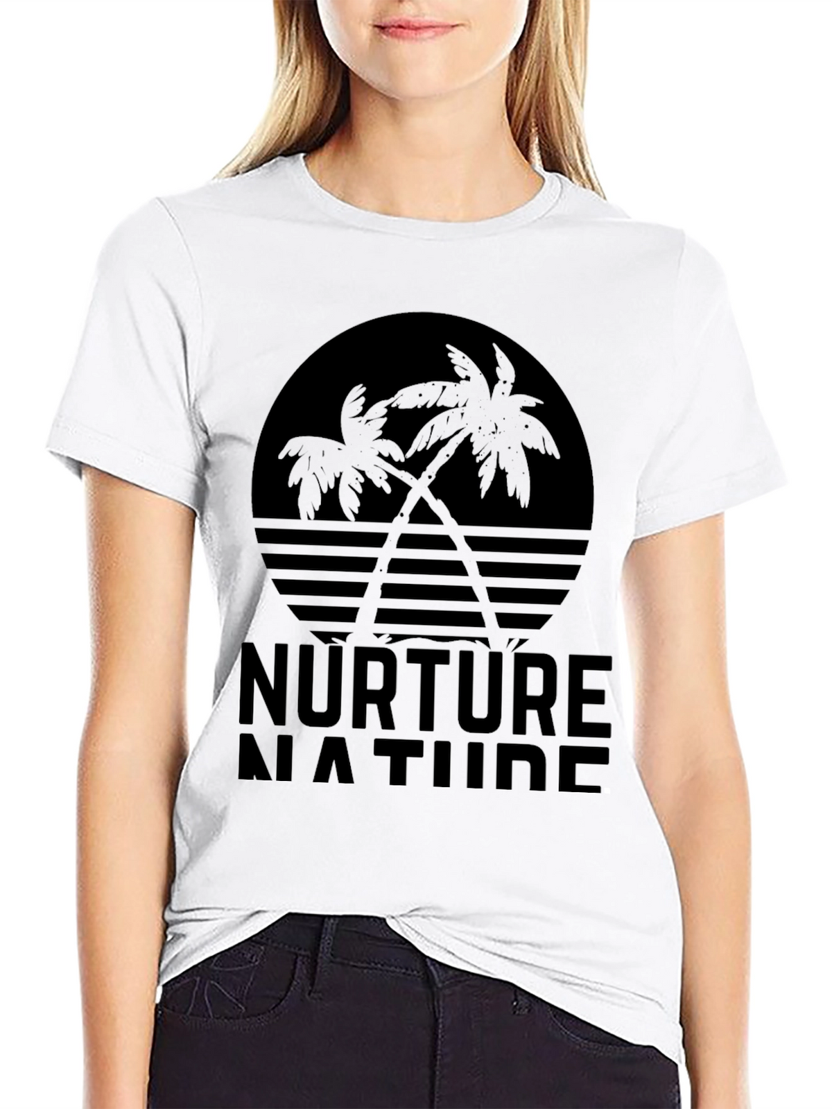 Nurture Nature Palm Tree Graphic Tee - Black