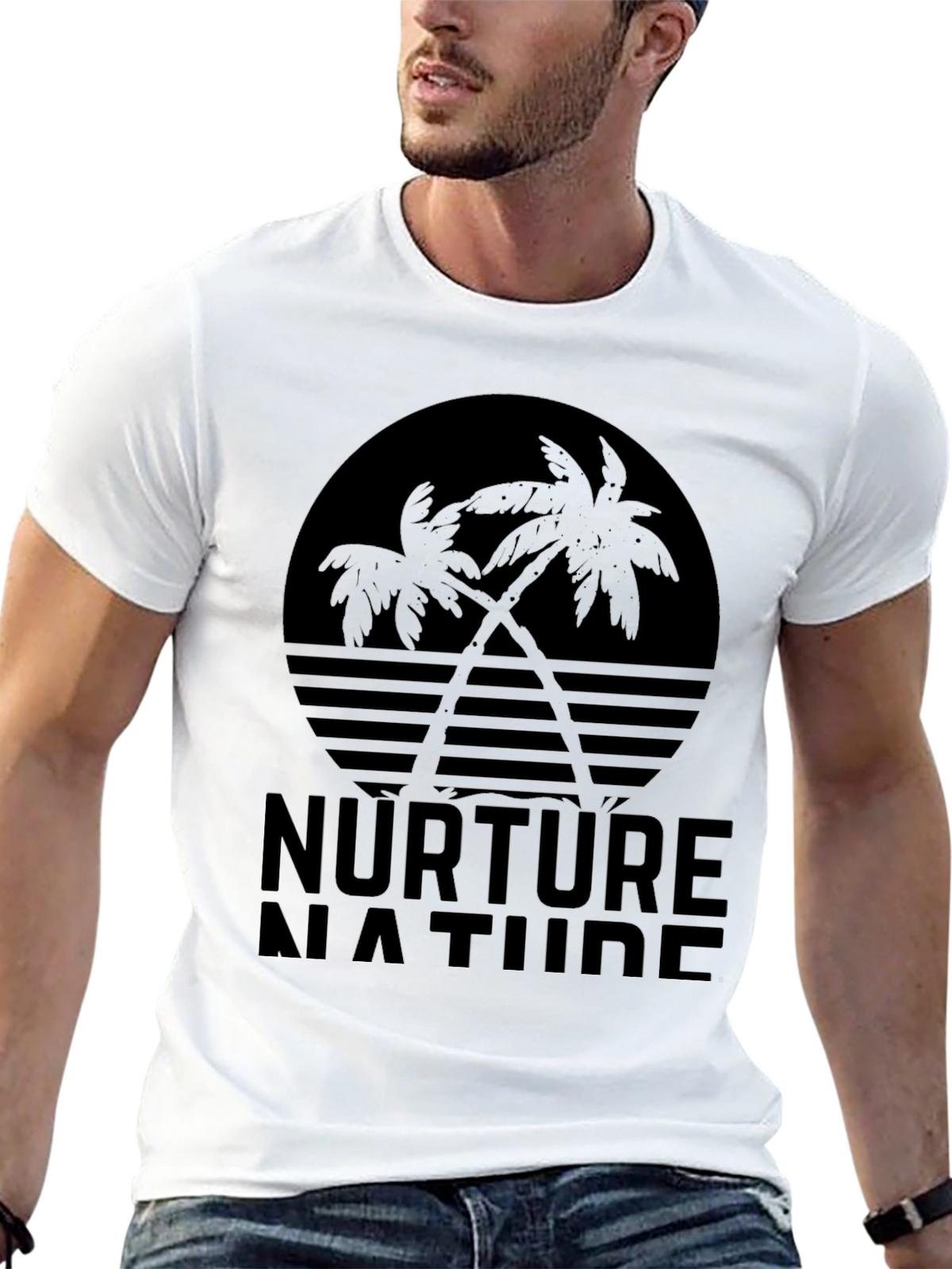 Nurture Nature Palm Tree Graphic Tee - Black