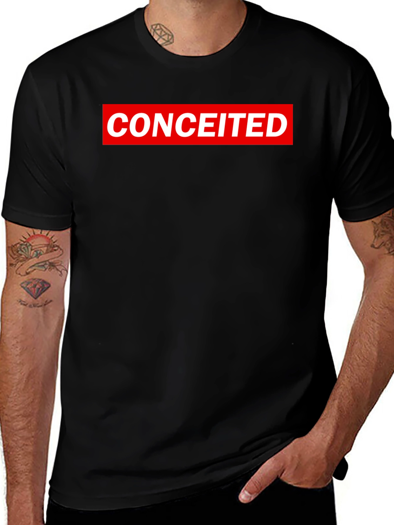 Conceited Graphic Tee - Black Crew Neck T-Shirt