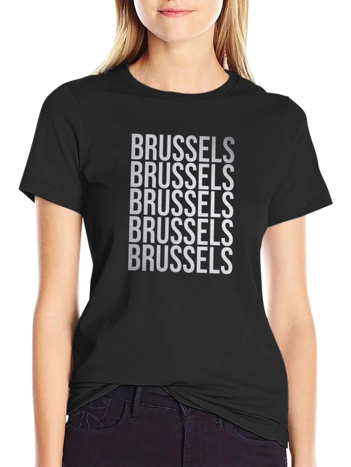 Brussels Text Graphic T-Shirt - Black