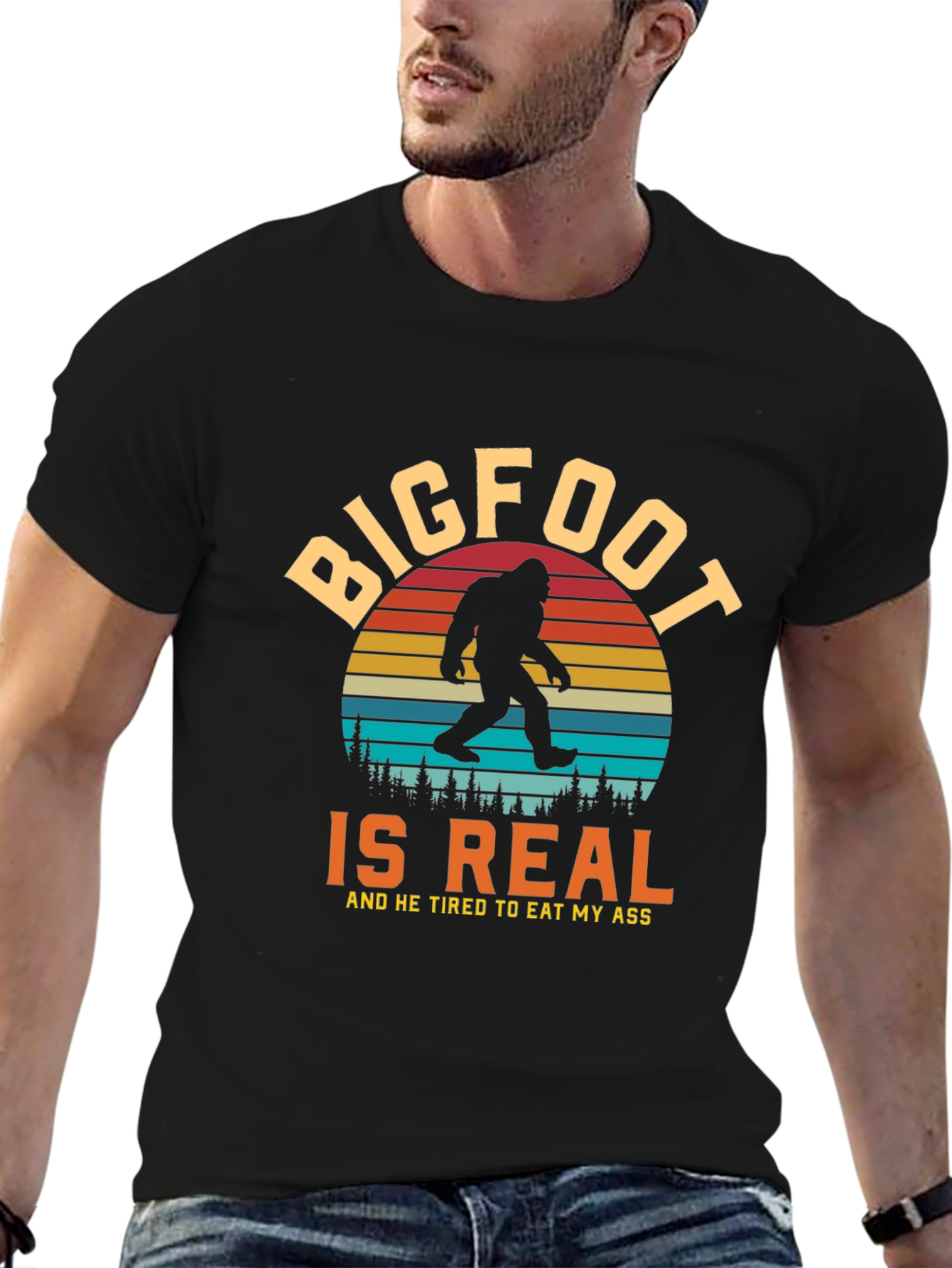 Bigfoot Is Real Funny Graphic Tee