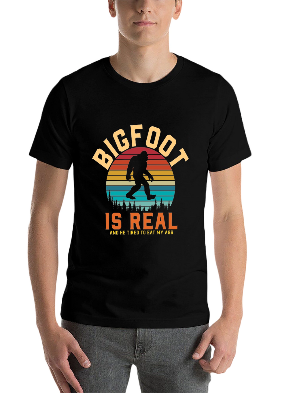 Bigfoot Is Real Funny Graphic Tee
