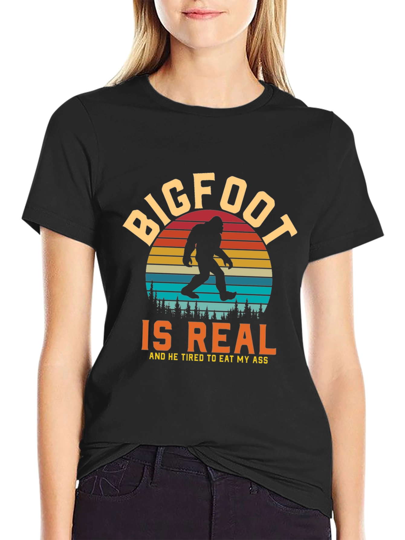 Bigfoot Is Real Funny Graphic Tee