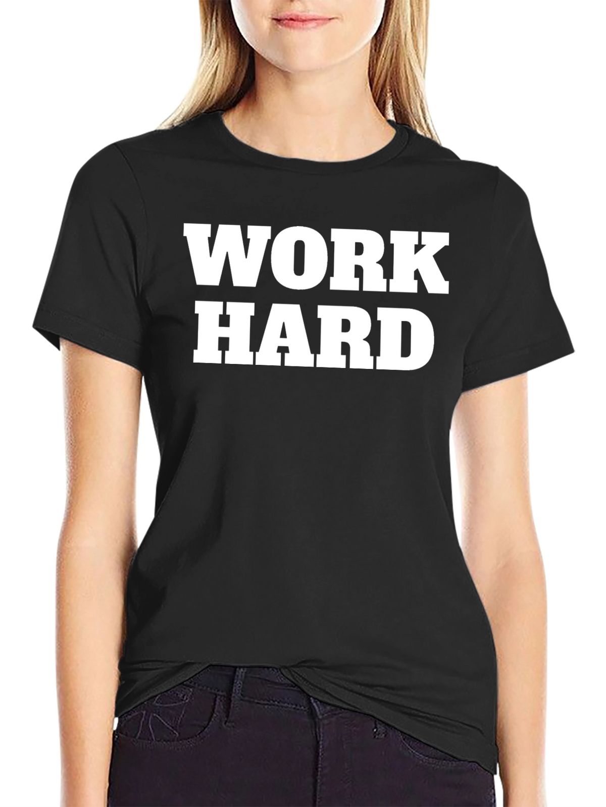 Work Hard Black Graphic T-Shirt