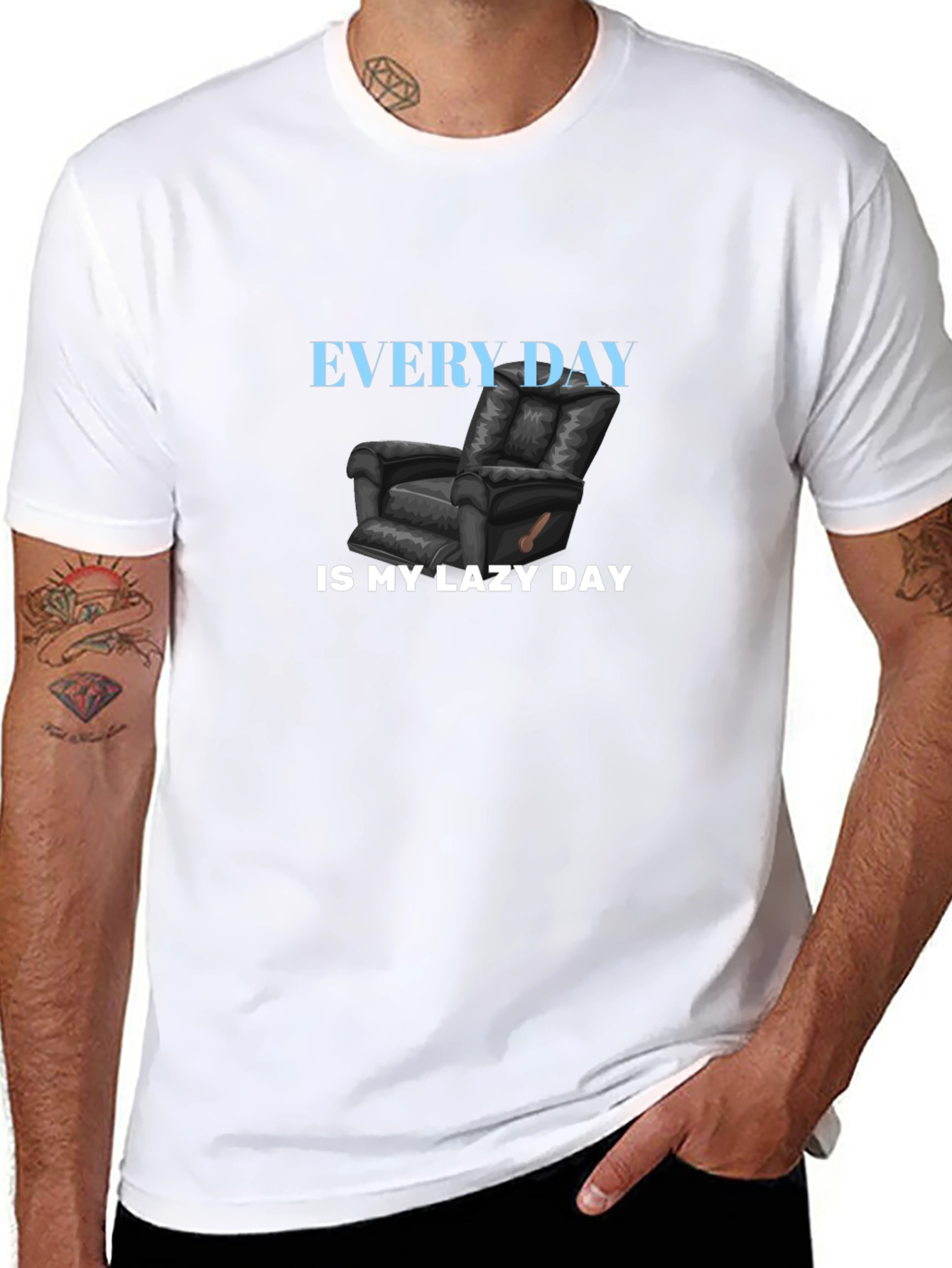 Every Day is My Lazy Day Black Graphic T-Shirt