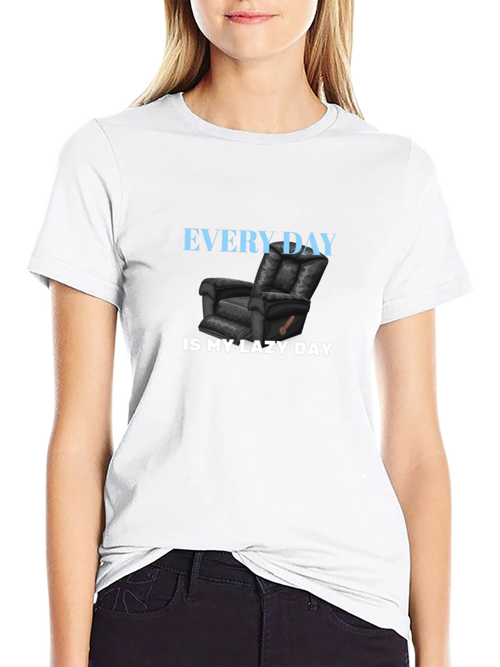Every Day is My Lazy Day Black Graphic T-Shirt