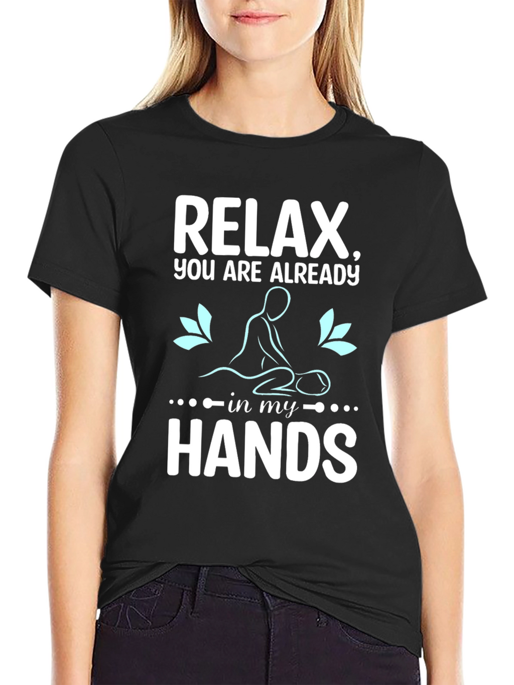 Relax Massage Therapist T-Shirt Black Cotton Blend