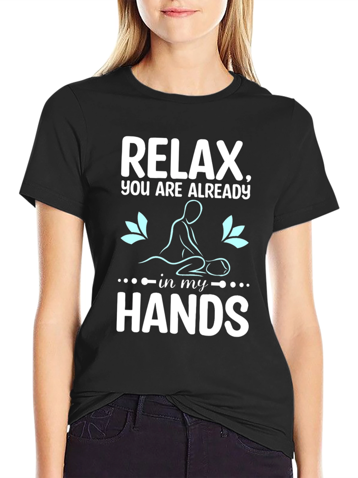 Relax Massage Therapist T-Shirt Black Cotton Blend