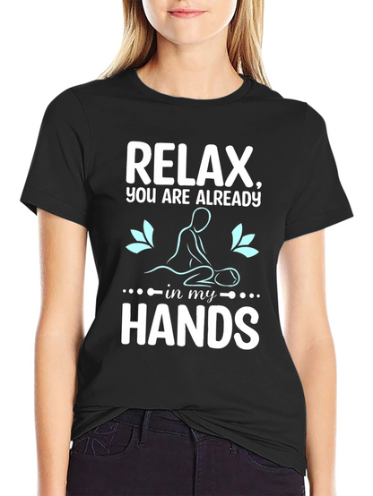 Relax Massage Therapist T-Shirt Black Cotton Blend