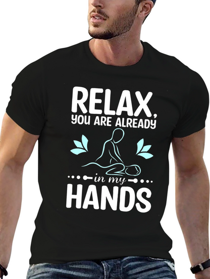 Relax Massage Therapist T-Shirt Black Cotton Blend