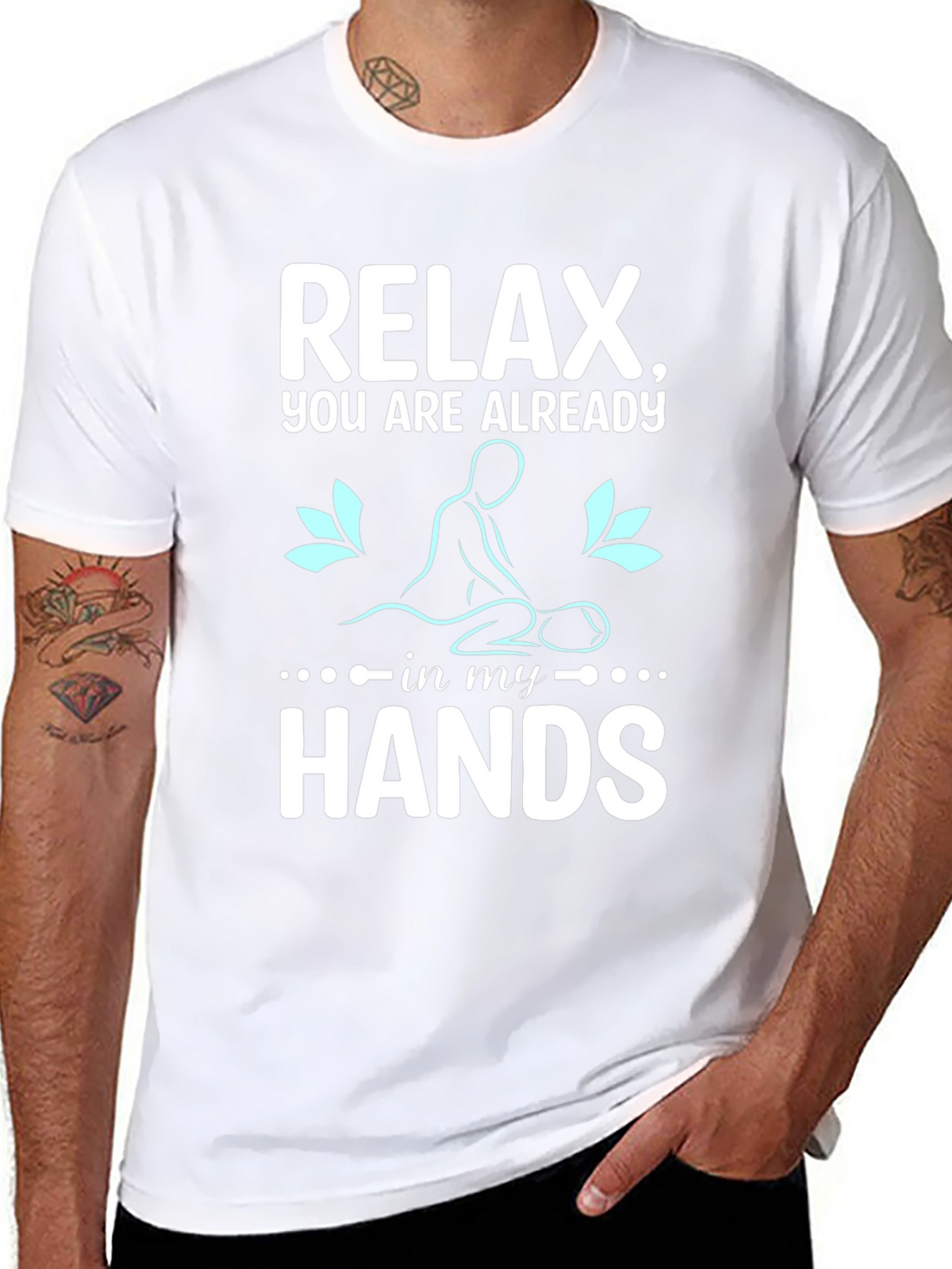 Relax Massage Therapist T-Shirt Black Cotton Blend