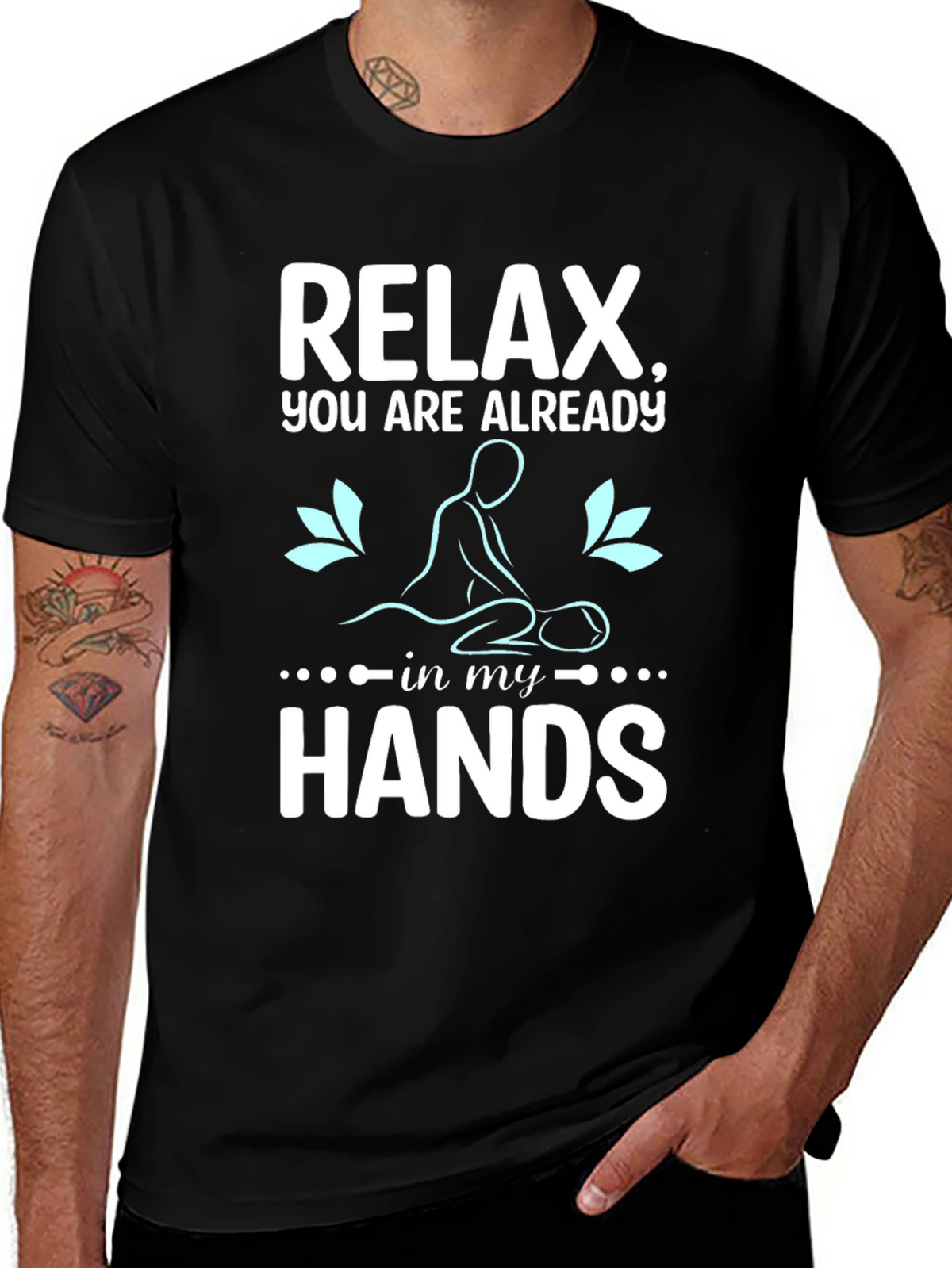 Relax Massage Therapist T-Shirt Black Cotton Blend