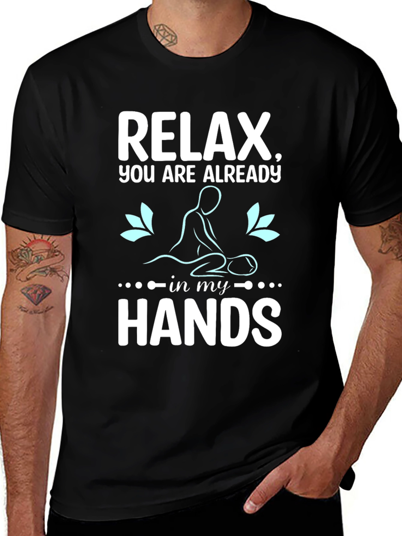Relax Massage Therapist T-Shirt Black Cotton Blend