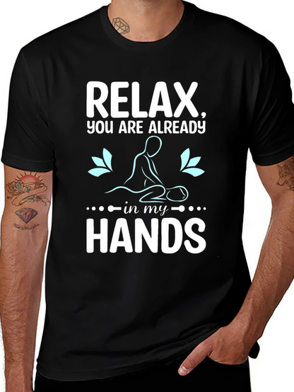 Relax Massage Therapist T-Shirt Black Cotton Blend
