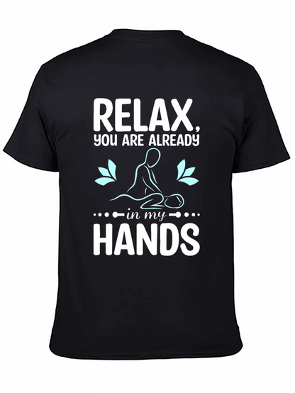 Relax Massage Therapist T-Shirt Black Cotton Blend
