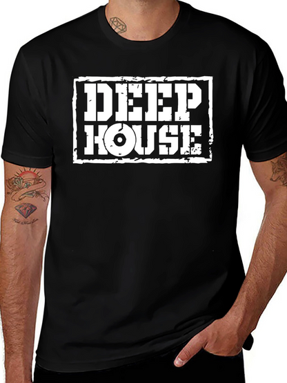 Deep House Black Graphic Tee Shirt
