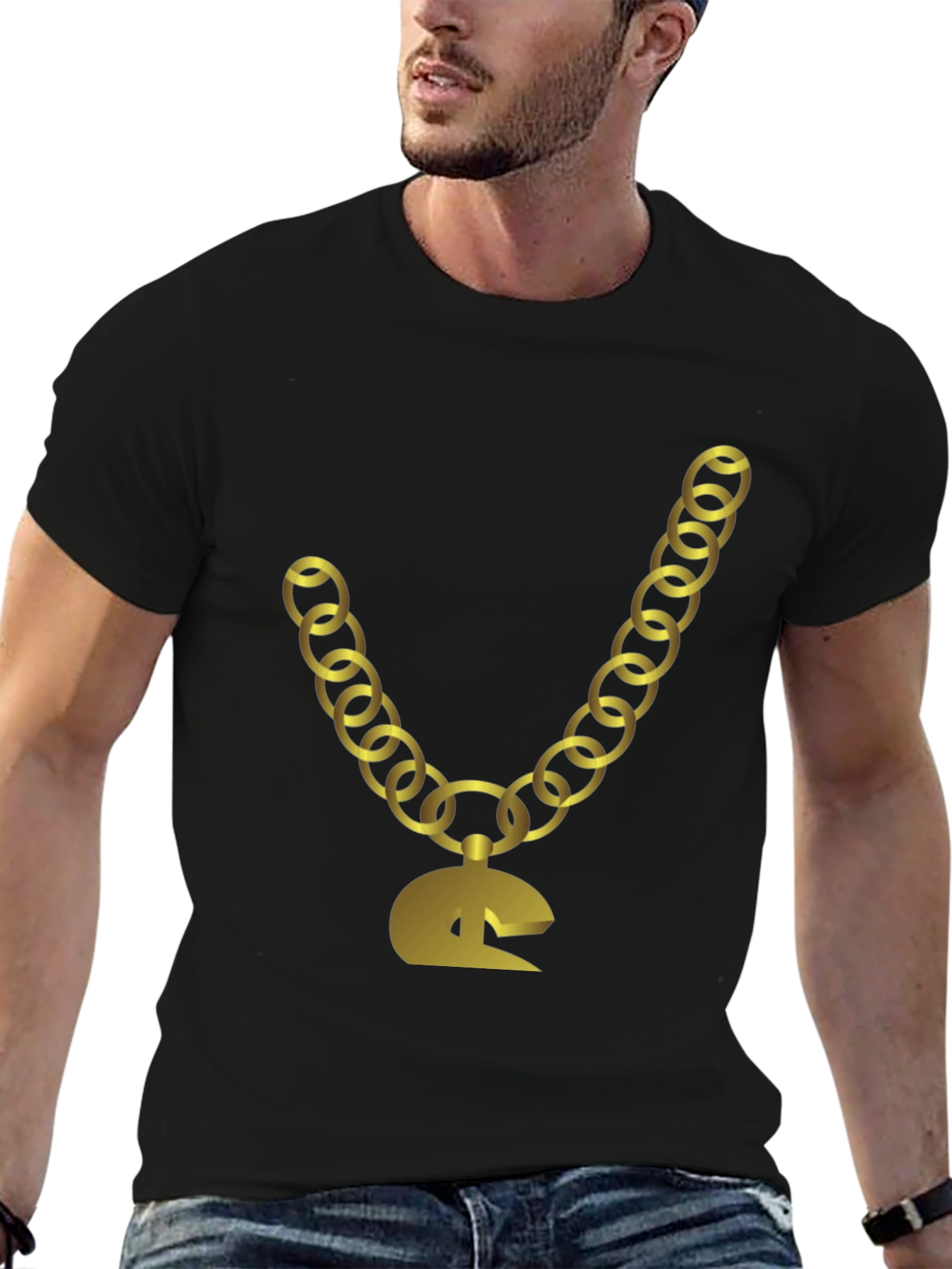 Gold Chain Graphic Tee - Stylish Hip Hop Fashion Shirt