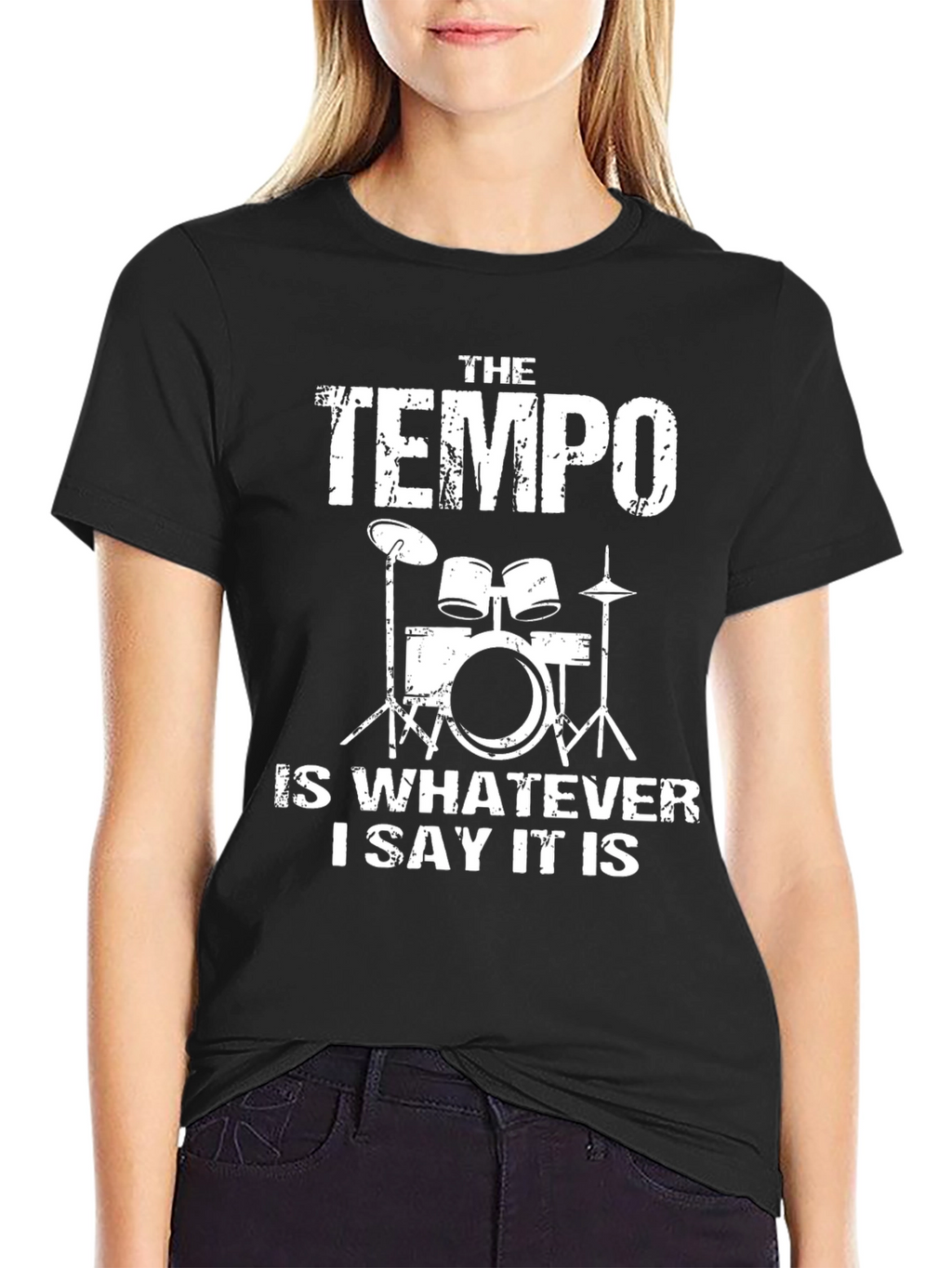 Tempo Drummer Black Cotton Graphic Tee