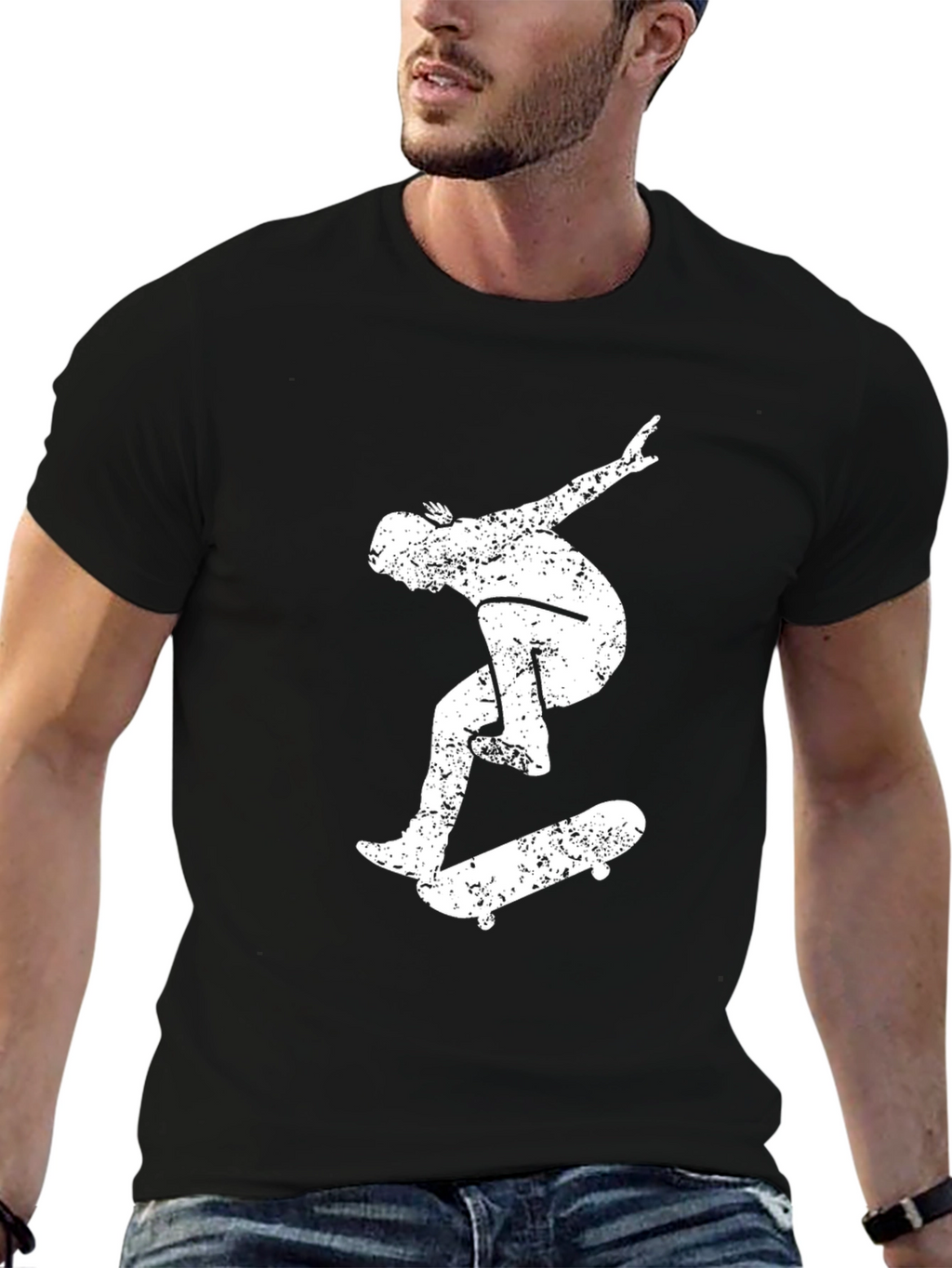 Skateboarder Graphic Black T-Shirt