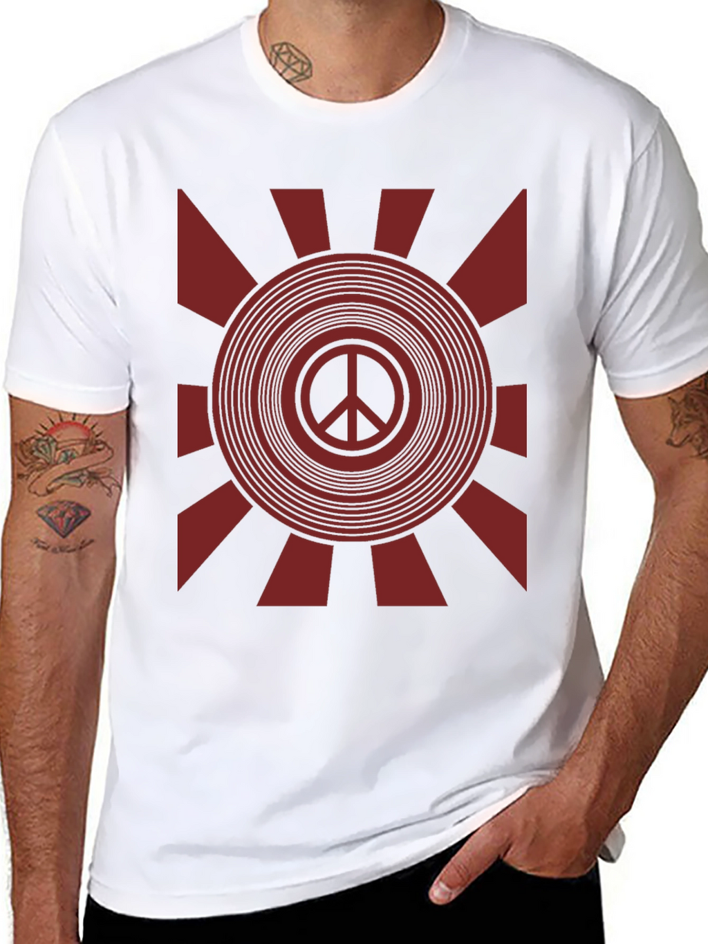 Retro Peace Sign Graphic T-Shirt - Black