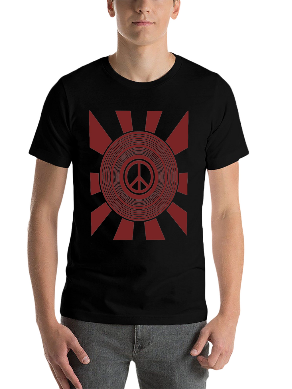 Retro Peace Sign Graphic T-Shirt - Black