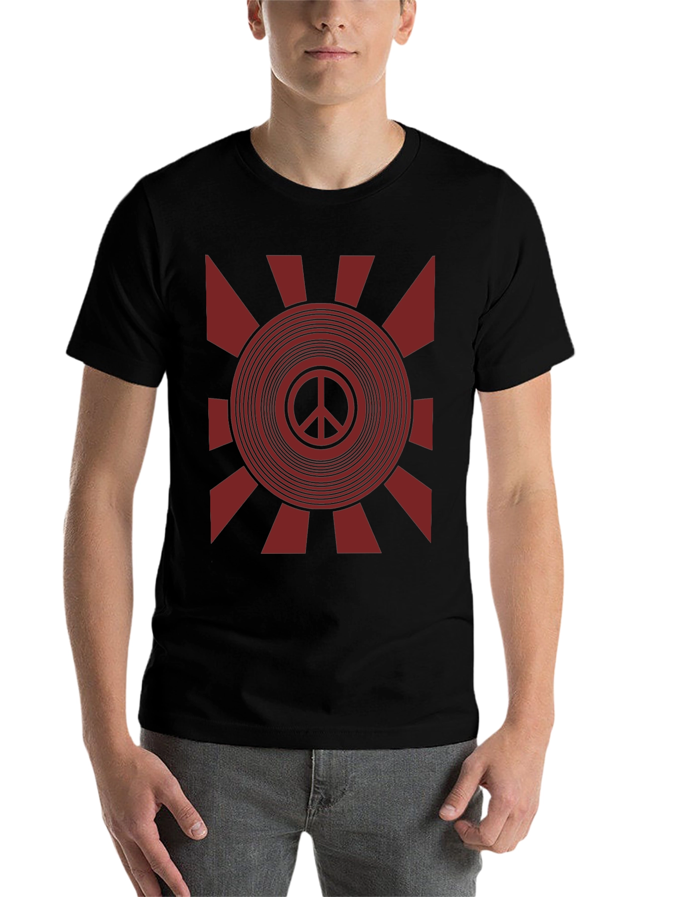 Retro Peace Sign Graphic T-Shirt - Black