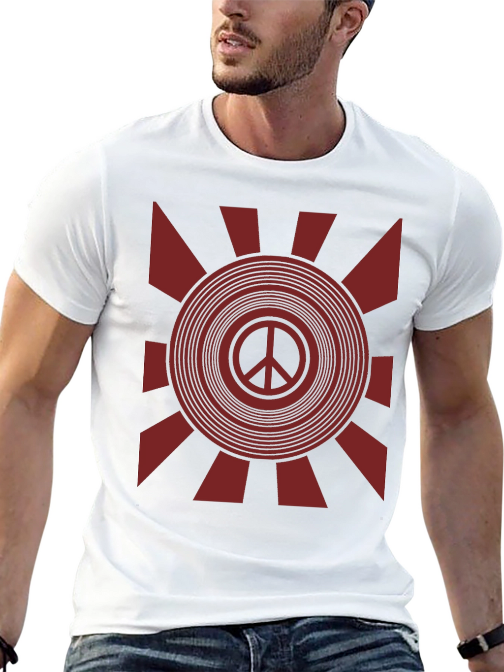 Retro Peace Sign Graphic T-Shirt - Black