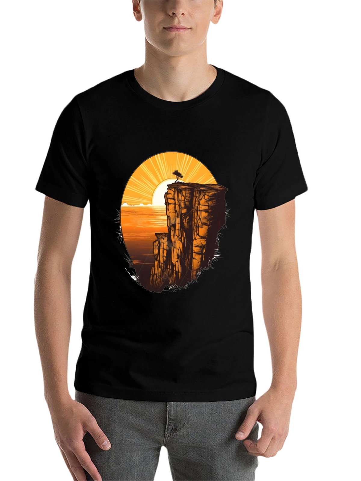 Cliff & Sunset Graphic Tee - Black