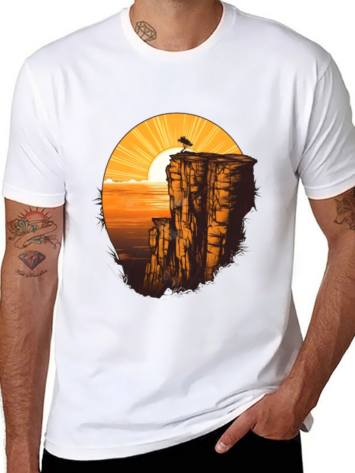 Cliff & Sunset Graphic Tee - Black