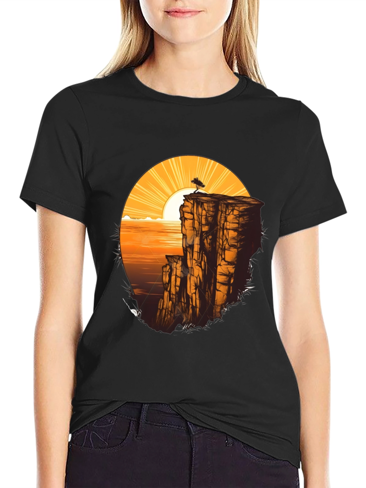 Cliff & Sunset Graphic Tee - Black