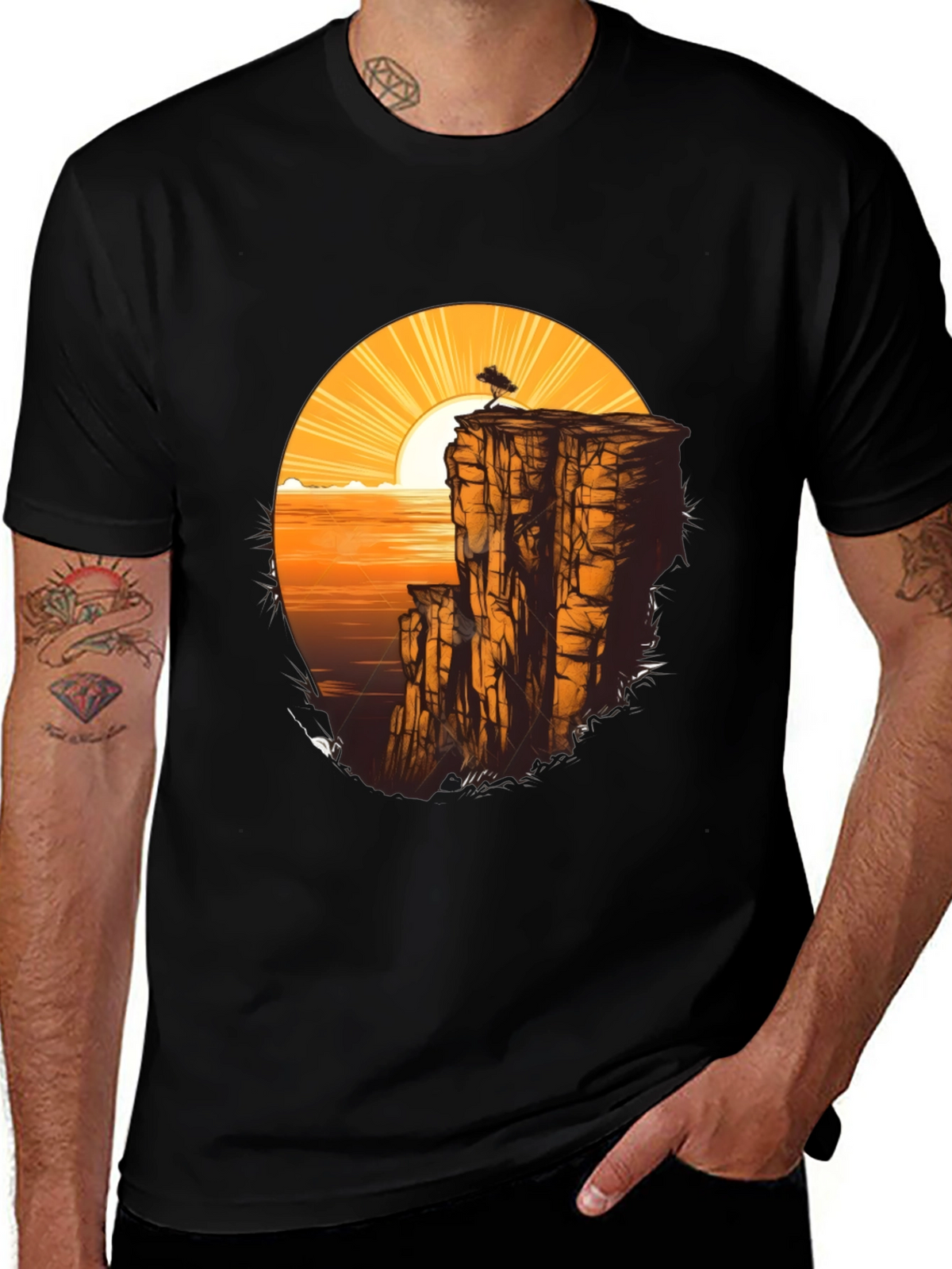 Cliff & Sunset Graphic Tee - Black