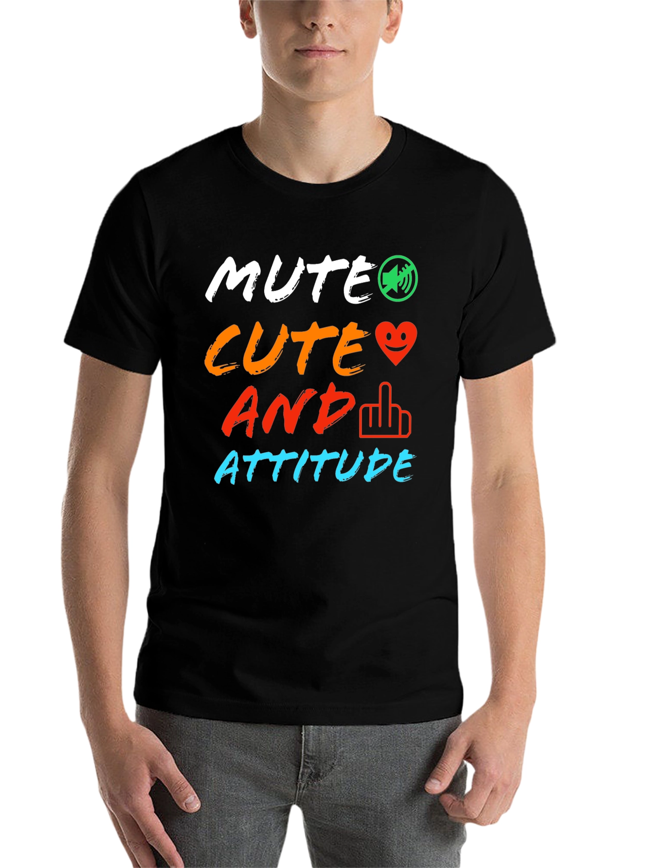 Mute Cute And Attitude Graphic Tee - Trendy Sarcastic T-Shirt
