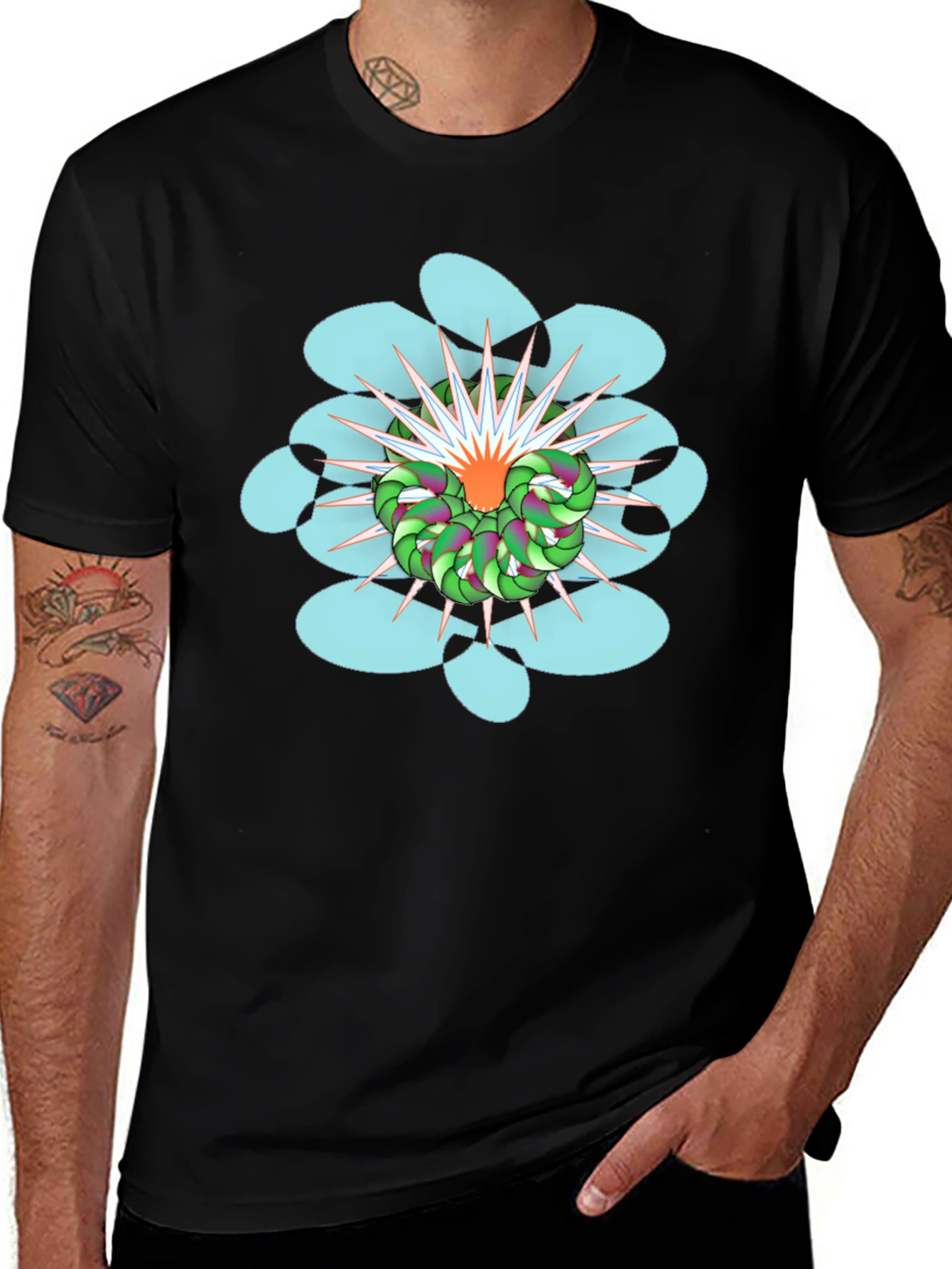 Abstract Graphic Print Black T-Shirt