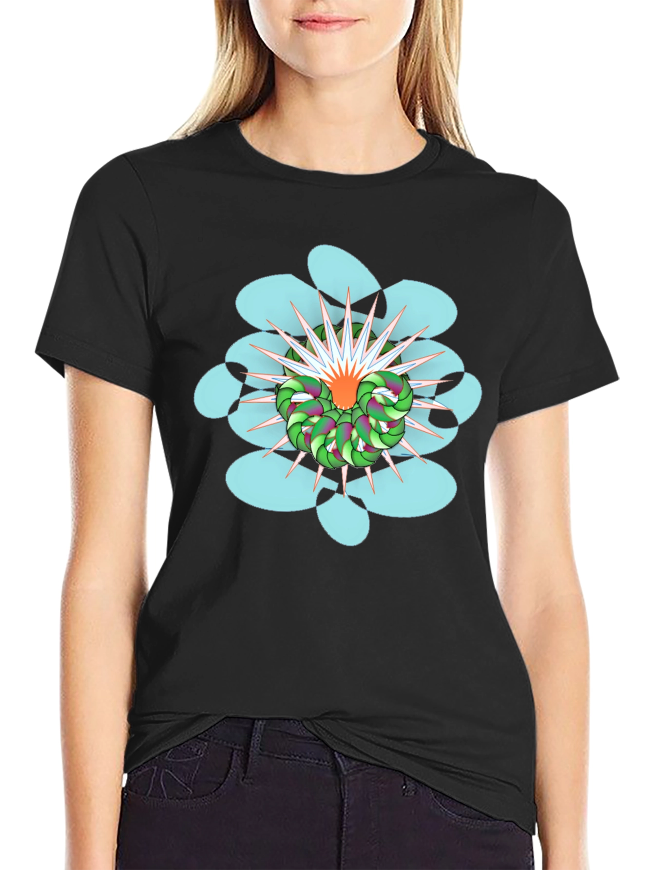 Abstract Graphic Print Black T-Shirt